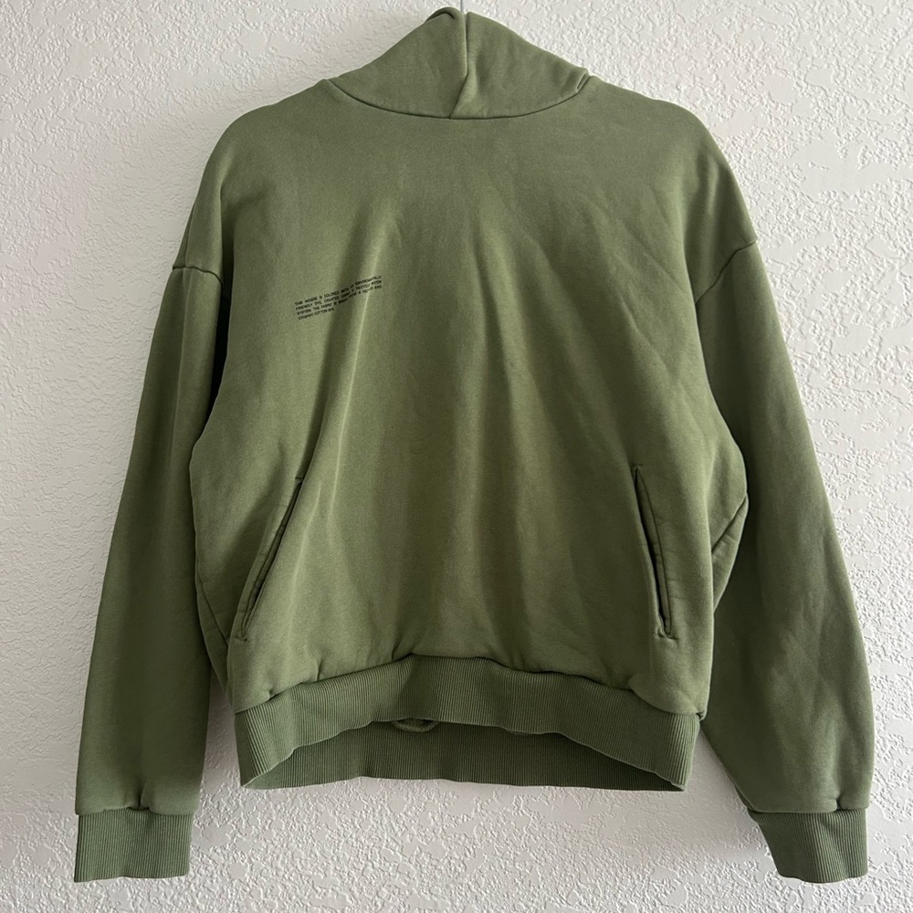 Pangaia Comfy 365 Mid Weight Cotton Hoodie in Green Olive - Picture 4 of 10